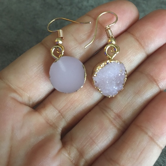 MORE COMING Rose Quartz Druzy Earrings - Picture 6 of 7